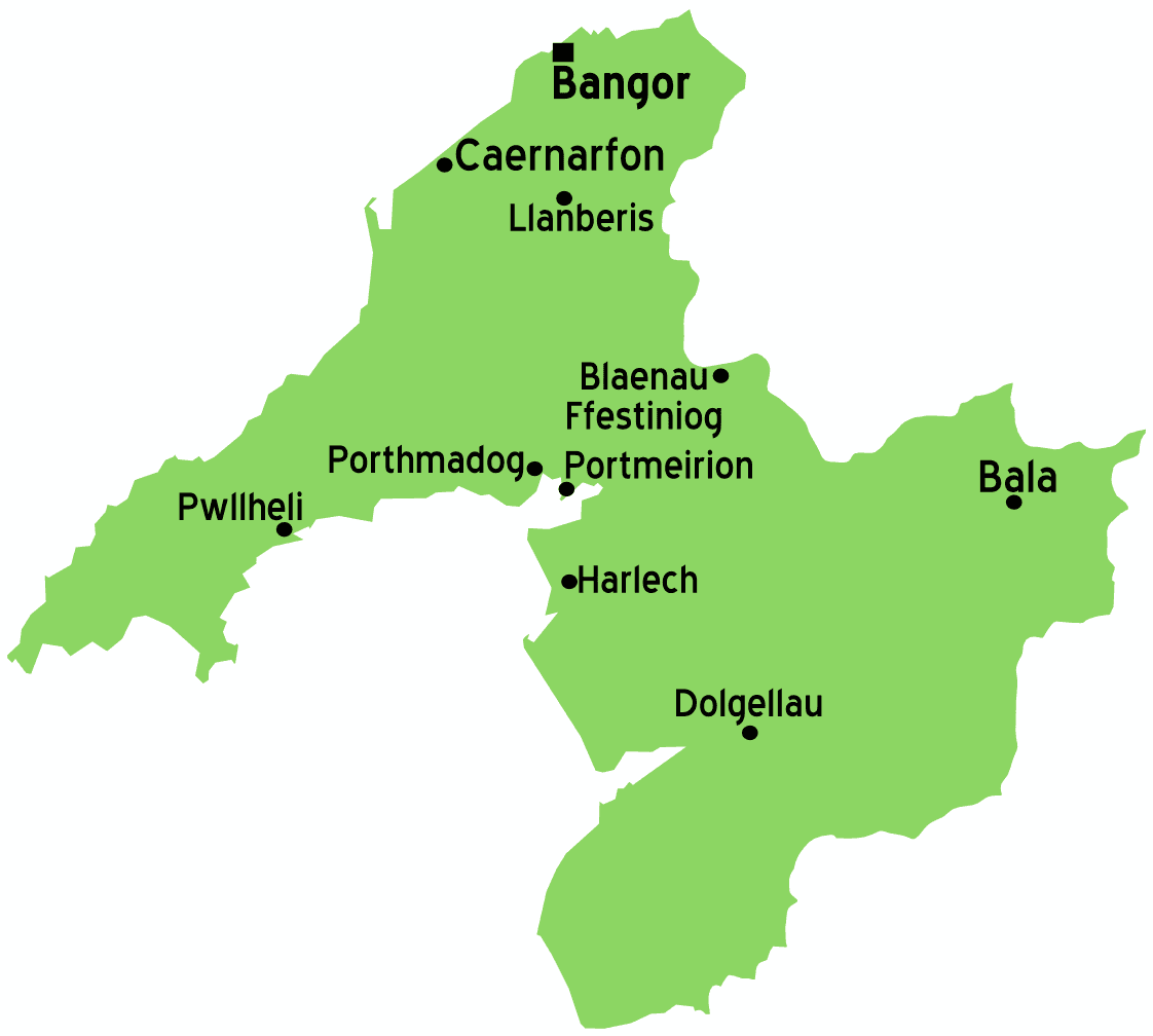 Gwynedd service area map